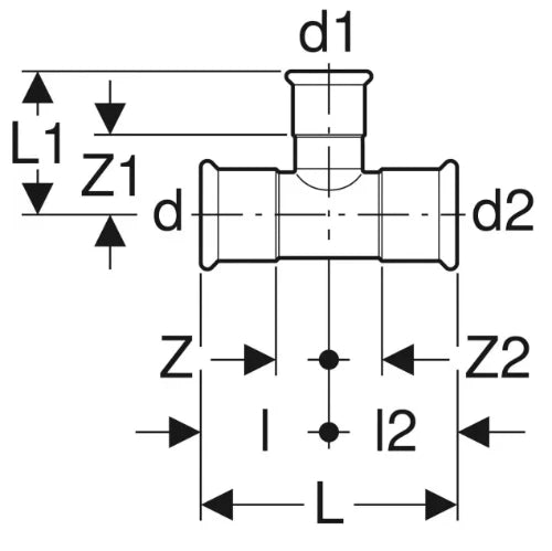 Geberit Mapress C-acier zingué té réduit FFF 35 x 22 x 35 mm
