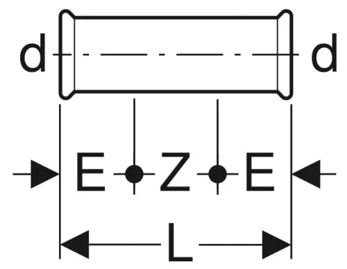 Geberit Mapress C-acier zingué manchon de réparation FF 42 x 42 mm