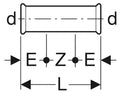 Geberit Mapress C-acier zingué manchon de réparation FF 42 x 42 mm