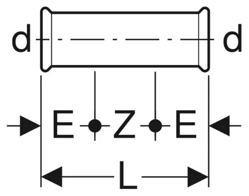 Geberit Mapress C-acier zingué manchon de réparation FF 54 x 54 mm