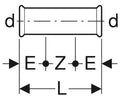 Geberit Mapress C-acier zingué manchon de réparation FF 28 x 28 mm