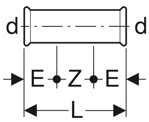 Geberit Mapress C-acier zingué manchon de réparation FF 28 x 28 mm