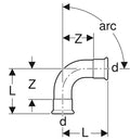 Geberit Mapress C-acier zingué coude 90° FF 35 x 35 mm