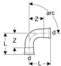 Geberit Mapress C-acier zingué coude 90° FF 42 x 42 mm
