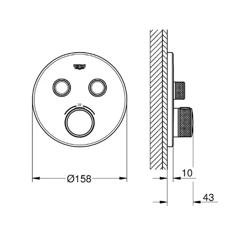 Grohe Grohtherm SmartControl Rainshower Set de finition supersteel à combiner avec Rapido SmartBox 35 600 000