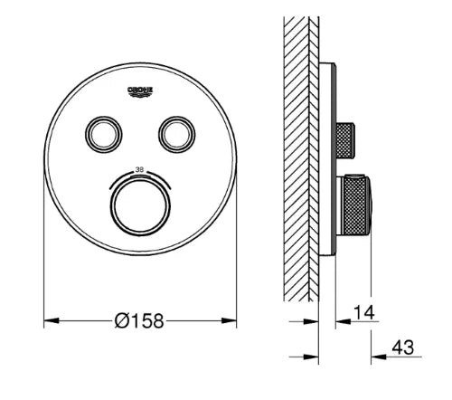 SET DE FINITION GROHE SMARTCONTROL moon white rond 2 sorties