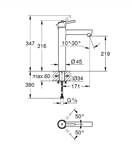 Grohe Concetto New Mgk lavabo à poser lisse - Body Xl