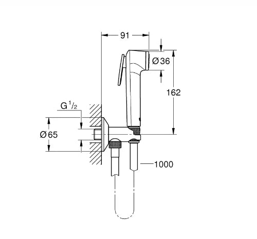 Grohe New Tempesta-F Trigger Spray Garn. avec vanne d'arrêt, chromé