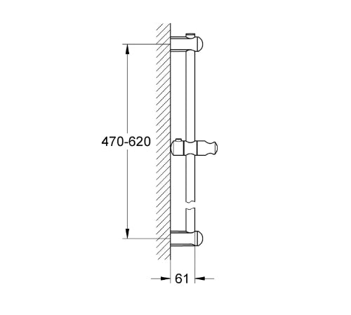 Grohe Euphoria Neutral barre de douche montage 400-600mm 700MM - chromé avec support muraux métalliques réglables