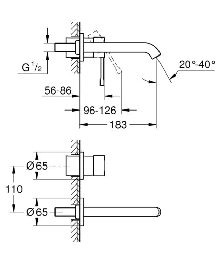 Grohe Essence New mitigeur lavabo à poser 2-trous M - chromé