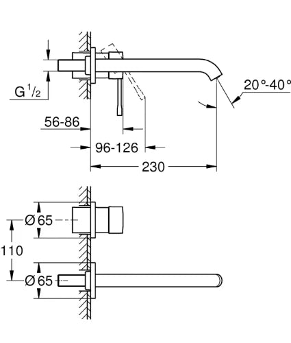 Grohe Essence New mitigeur lavabo à poser 2-trous L - chromé
