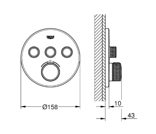 Grohe Grohtherm Smartcontrol Set de finition rond chromé 3 sorties