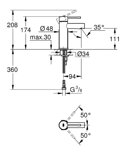 Grohe Essence New mitigeur lavabo corps lisse S - chromé