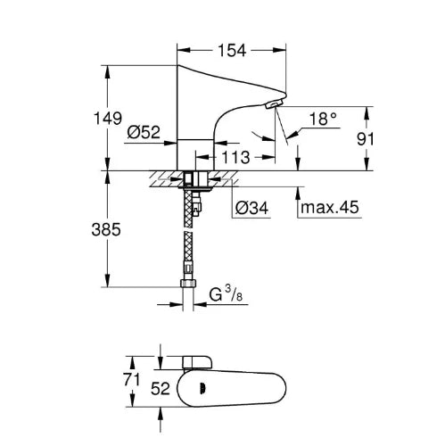 Grohe Europlus E mitigeur lavabo 1/2 chromé chromé infrarouge