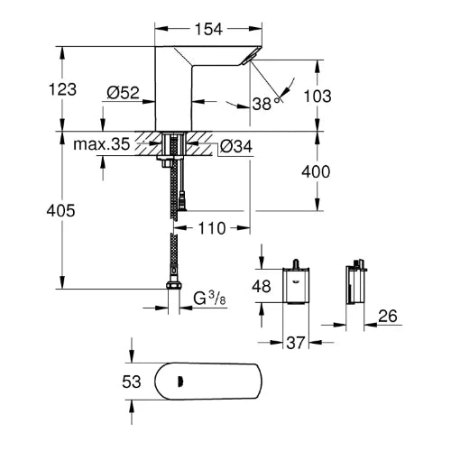 Grohe BauCosmopolitan E lavabo 6v sans mélange s