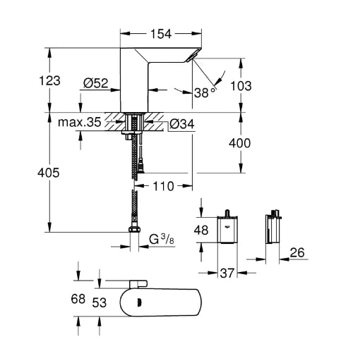 Grohe BauCosmopolitan E lavabo 6v s