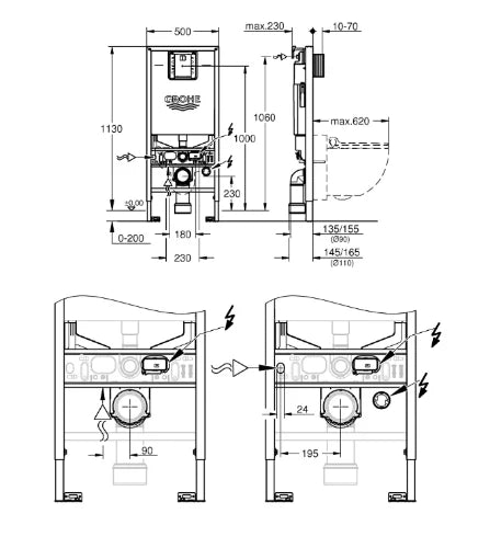 Grohe Rapid SLX 3 en1 Wc 6 L 1,13M