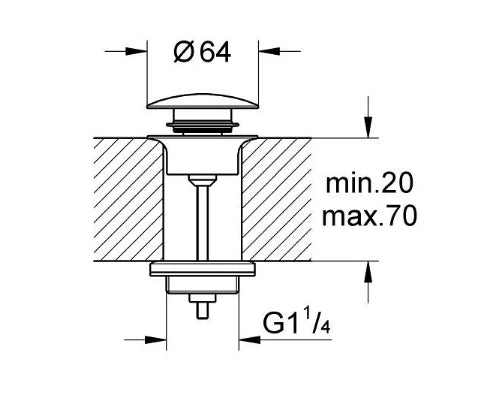 Grohe vidage avec push-open couvercle chromé