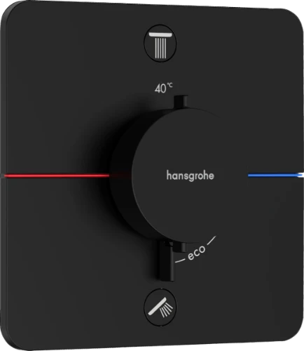 Hansgrohe Showerselect Comfort Q set de finition softCube thermostat 2 fonctions - noir mat