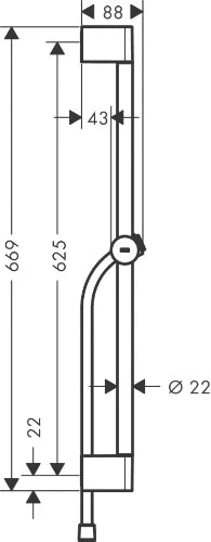 Hansgrohe Unica Pulsify barre de douche 650 mm avec coulisseau Push - flexible 1600 mm - chromé