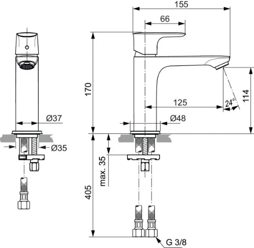 Ideal Standard Connect Air mitigeur lavabo Grande sans vidage 5l/min chromé