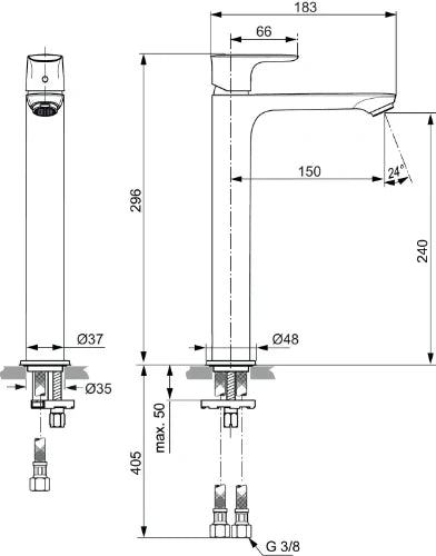 Ideal Standard Connect Air mitigeur lavabo rehaussé sans vidage 5l/min chromé