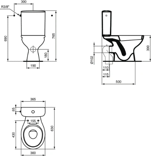 Ideal Standard Alpha réservoir de chasse - blanc - raccordement latéral