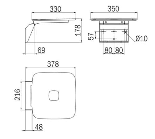 Inda Hotellerie siège de douche 350 x 380 x 180 - blanc - rabattable - max 160 kg