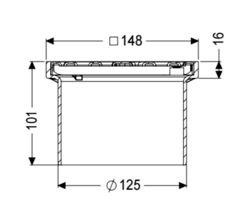 REHAUSSE 150 - 150 MM o 125 MM gris abs Réhausse - grille inox classe K3 vissé