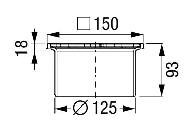 REHAUSSE 150 - 150 MM o 125 MM gris abs Réhausse - grille inox classe L15 vissé