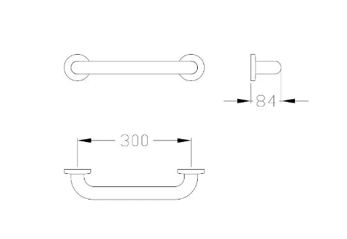 Normbau Nylon Care Poignée de maintien, a (c/c) = 300 mm, Blanc 019