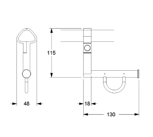 Normbau Cavere Porte-rouleau 7449110, montage ultérieur, 130 x 115 mm, Noir carbone 091