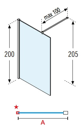 CLOISON FIXE NOVELLINI KUADRA 117 - 200 ! noir mat transparent
