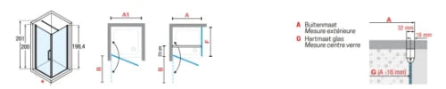 Novellini Young 2 F1B paroi latérale 870 x 2000 mm - chromé mat - transparent