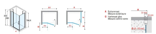 PORTE DE DOUCHE PIVOTANTE NOVELLINI YOUNG 2.0 117 - 200 ! chromé mat transparent réglable 117/121