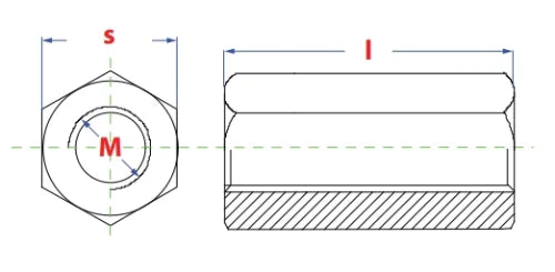 PGB manchon hexagonale FF M10 x 30mm (boite 100 pièces) - zingué