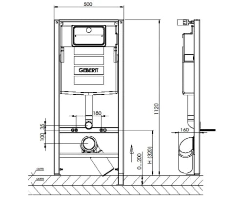 ProOne WallTec UP320 bâti-support pour wc suspendu