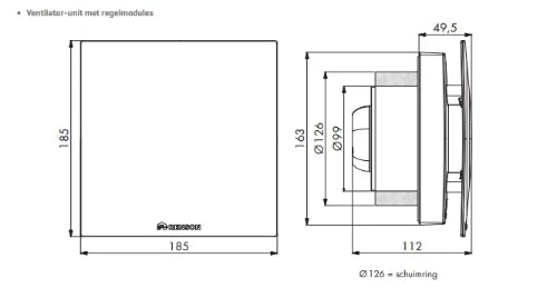 Renson Waves extracteur salle de bain 100 x 125 mm - blanc - 2 détections : H2O, VOC