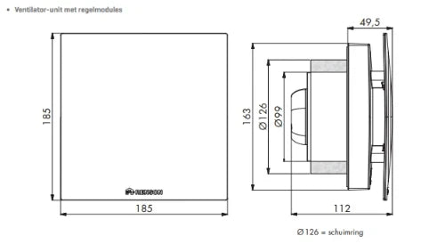 Renson Waves extracteur salle de bain 100 x 125 mm - blanc - 3 détections : CO2, H2O, VOC