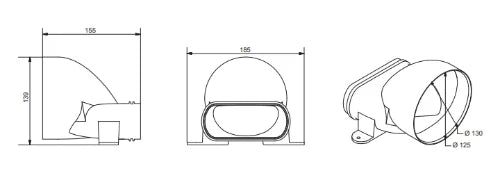 Renson Easyflex 125 réduction 140 - 60 ! droit