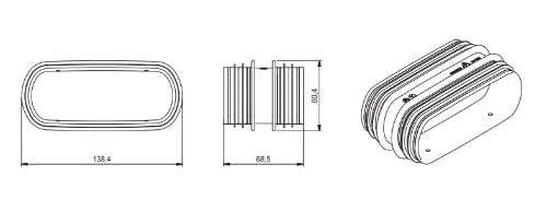 Renson Easyflex 140 -60 connecteur avec caoutchoucs plat oval