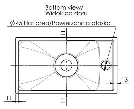 Procasa Thiny lave-mains en composite 400 x 220 mm - blanc - avec trou de robinet - sans trop-plein - réversible sans trous de fixation