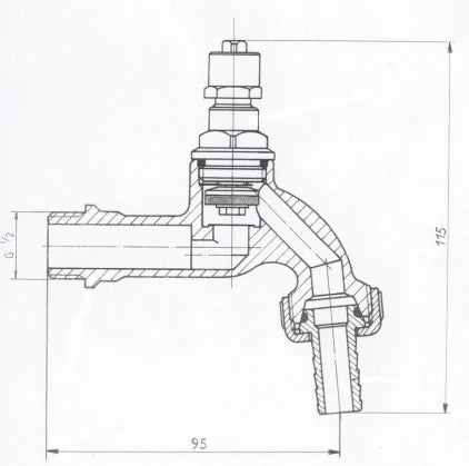 Schlosser 1733 robinet de service double 1/2 M - à clé - chromé