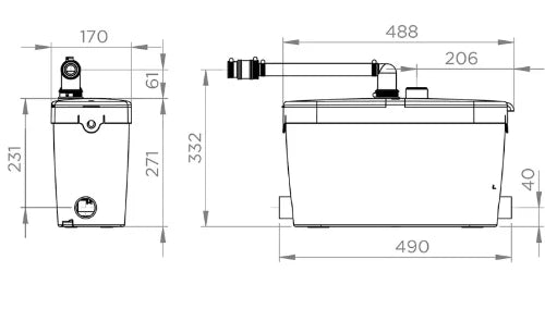 SFA Sanibroyeur Saniaccess PUMP pompe pour eaux usées 3,2 5 m vertical/50 m horizontal/max.temp. 75°C