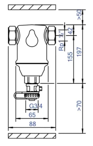 Spirotech Spirotrap séparateur de boue horizontal FF 6/4 x 6/4