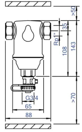 Spirotech Spirotrap séparateur de boue horizontal FF 4/4 x 4/4