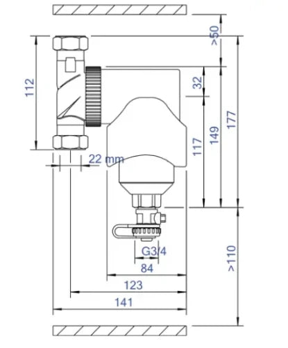 Spirotech Spirotrap séparateur de boue MB3 orientable avec aimant extérieur FF 22 x 22 mm