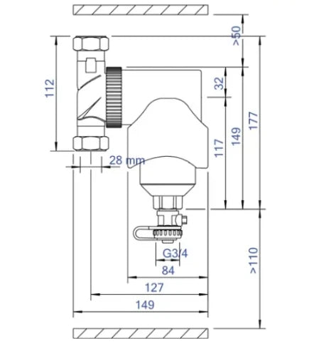 Spirotech Spirotrap séparateur de boue MB3 orientable avec aimant extérieur FF 28 x 28 mm