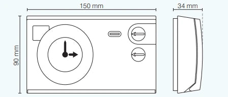 Theben RAM 725 thermostat à horloge analogique avec programme journalier/hebdomadaire - tension du réseau 230V - blanc - specialeemnt pour vannes thermostatiques