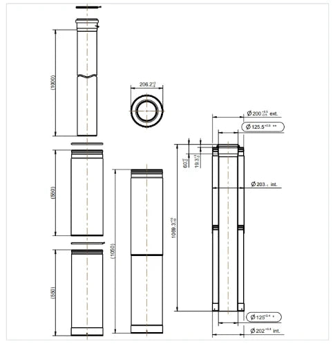 Ubbink CLVkit kit étage 1 court 125/200 Galva/PP